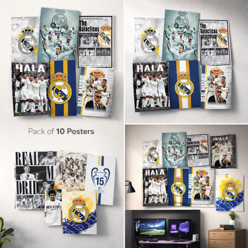 🔥 باك 10 بوسترات ريال مدريد للمدريدستا | بسعر 1500 دج فقط | Poster Real Madrid مقاوم للماء متوفر بمقاسين