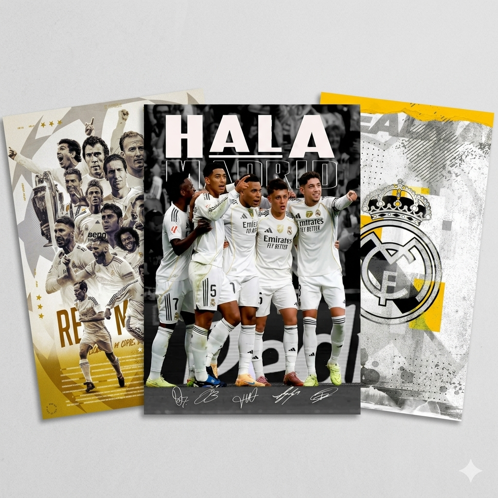 🔥 باك 10 بوسترات ريال مدريد للمدريدستا | بسعر 1500 دج فقط | Poster Real Madrid مقاوم للماء متوفر بمقاسين